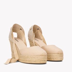 Soludos Mallorca 4 Inch Wedge in Ivory - Espadrilles WORN ONCE